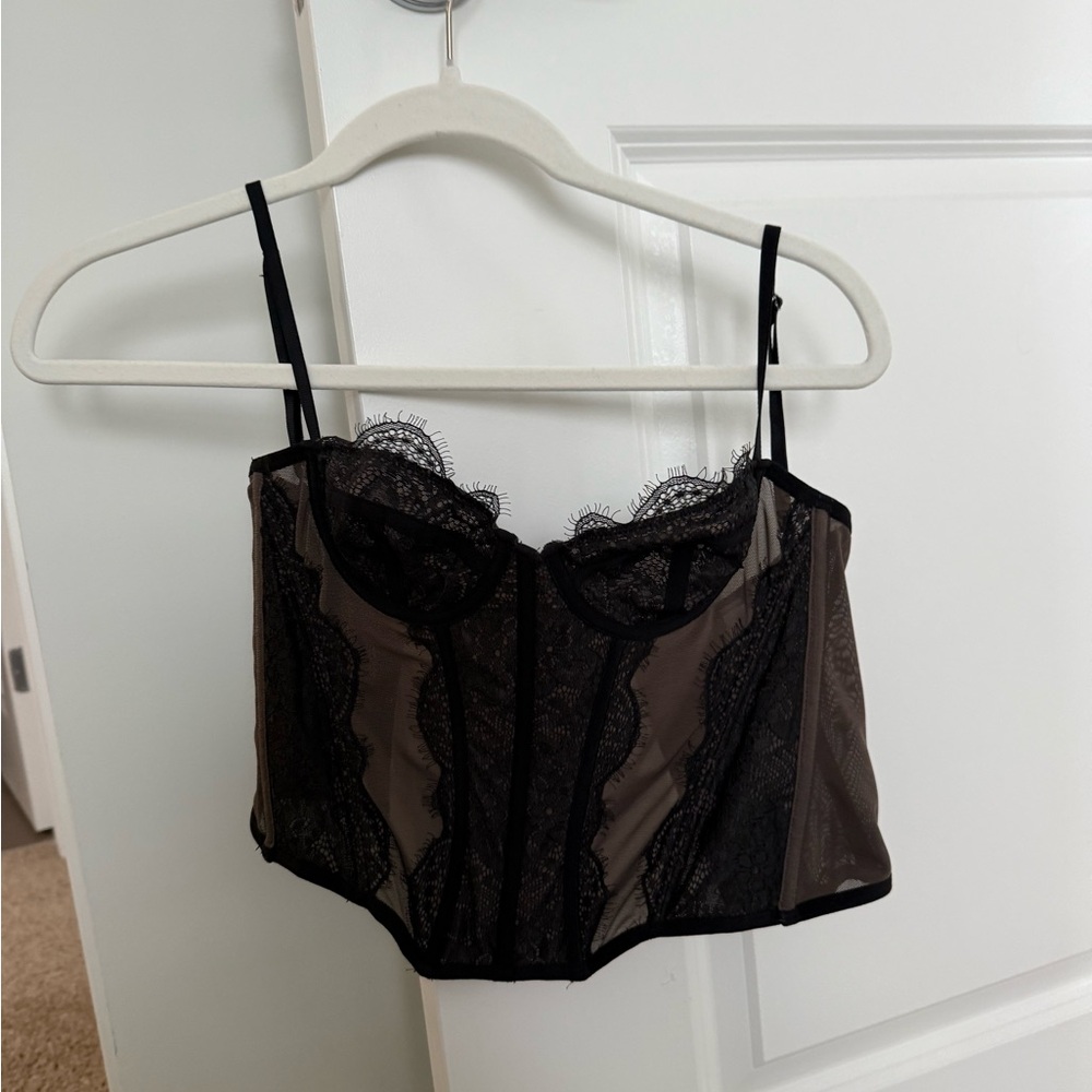 Black Lace Bustier Top